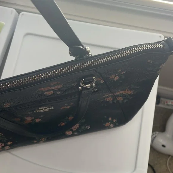 Coach Dark Floral Leather Shoulder Bag - Picture 11 of 16